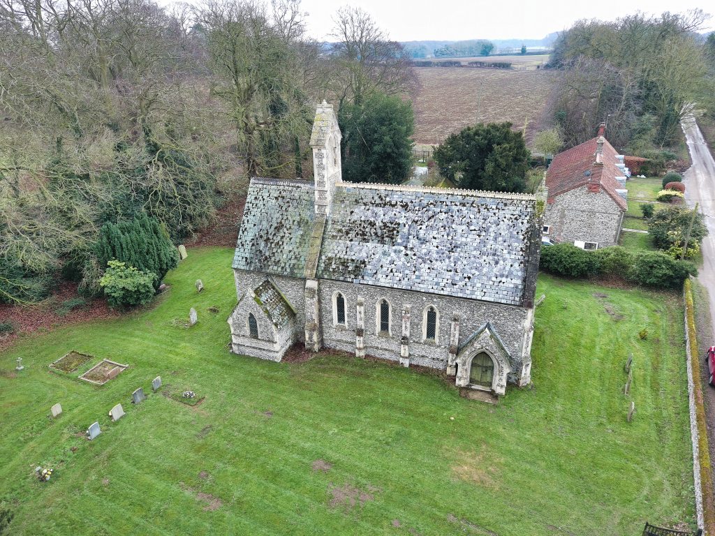 bagthorphe church st.mary's drone photo side view