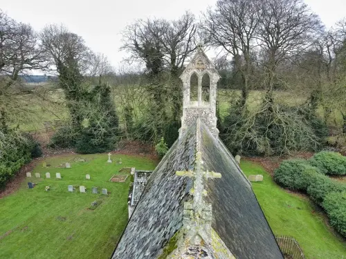 bagthorpe church roof top from drone picture